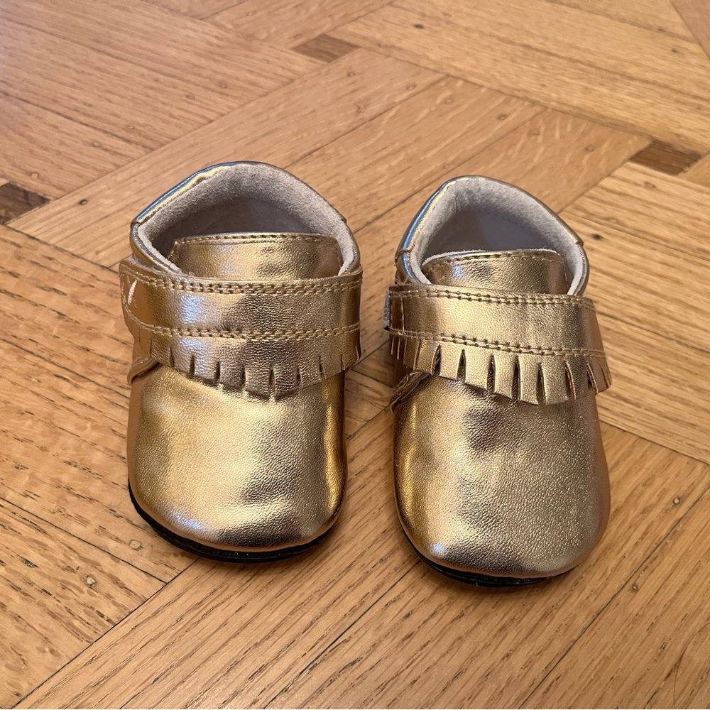 Two Pairs rosegold and pink Lily & Jack Mocs. Two pairs. Size 6-12 months.